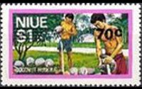 Niue 1977 - serie Attività locali e welfare - soprastampati: 70 c su 1 $