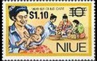 Niue 1977 - serie Attività locali e welfare - soprastampati: 1,10 $ su 10 c