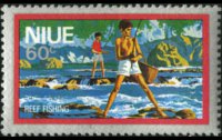 Niue 1978 - serie Attività locali - sfondo argento: 60 c