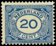 Olanda 1899 - serie Cifra in un ovale: 20 c