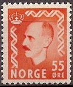 Norvegia 1950 - serie Re Haakon VII: 55 ø