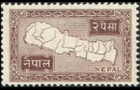 Nepal 1954 - serie Cartina del Nepal: 2 p