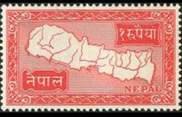 Nepal 1954 - serie Cartina del Nepal: 1 r