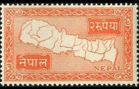 Nepal 1954 - serie Cartina del Nepal: 2 r
