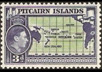 Isole Pitcairn 1940 - serie Re Giorgio VI e storia del Bounty: 3 p