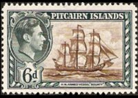 Isole Pitcairn 1940 - serie Re Giorgio VI e storia del Bounty: 6 p