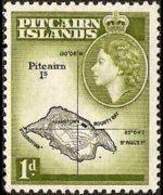 Isole Pitcairn 1957 - serie Regina Elisabetta II e soggetti vari : 1 p