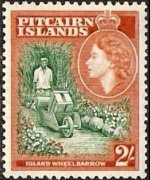 Isole Pitcairn 1957 - serie Regina Elisabetta II e soggetti vari : 2 sh