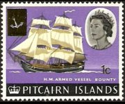 Isole Pitcairn 1967 - serie Navi e uccelli - soprastampati: 1 c su 1 p
