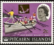 Isole Pitcairn 1967 - serie Navi e uccelli - soprastampati: 2 c su 2 p