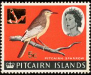 Isole Pitcairn 1967 - serie Navi e uccelli - soprastampati: 5 c su 6 p