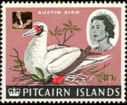 Isole Pitcairn 1967 - serie Navi e uccelli - soprastampati: 10 c su 8 p