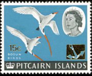 Isole Pitcairn 1967 - serie Navi e uccelli - soprastampati: 15 c su 10 p
