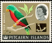 Isole Pitcairn 1967 - serie Navi e uccelli - soprastampati: 25 c su 1'6 sh