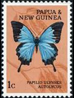 Papua Nuova Guinea 1966 - serie Farfalle: 1 c