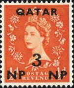Qatar 1960 - serie Regina Elisabetta II - soprastampati: 3 np su ½ p