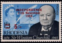 Rhodesia 1966 - serie Sir Winston Churchill - soprastampato: 5 sh su 1'3 sh