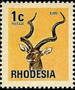 Rhodesia 1974 - serie Antilopi, fiori e farfalle: 1 c