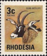 Rhodesia 1974 - serie Antilopi, fiori e farfalle: 3 c