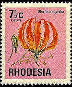 Rhodesia 1974 - serie Antilopi, fiori e farfalle: 7½ c