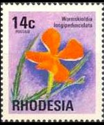 Rhodesia 1974 - serie Antilopi, fiori e farfalle: 14 c