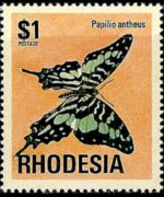 Rhodesia 1974 - serie Antilopi, fiori e farfalle: 1 $