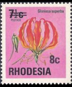 Rhodesia 1974 - serie Antilopi, fiori e farfalle: 8 c su 7½ c