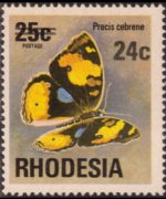 Rhodesia 1974 - serie Antilopi, fiori e farfalle: 24 c su 25 c