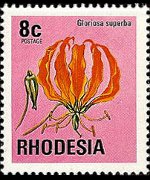 Rhodesia 1974 - serie Antilopi, fiori e farfalle: 8 c