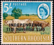 Rhodesia 1966 - serie Soggetti vari - soprastampati: 5 sh