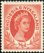 Rhodesia and Nyasaland 1954 - set Queen Elisabeth II: ½ p