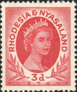 Rhodesia e Nyasaland 1954 - serie Regina Elisabetta II: 3 p