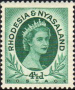 Rhodesia e Nyasaland 1954 - serie Regina Elisabetta II: 4½ p