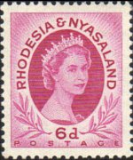 Rhodesia e Nyasaland 1954 - serie Regina Elisabetta II: 6 p