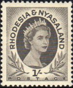 Rhodesia e Nyasaland 1954 - serie Regina Elisabetta II: 1 sh
