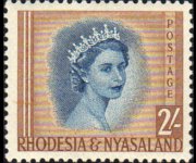 Rhodesia e Nyasaland 1954 - serie Regina Elisabetta II: 2 sh