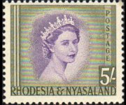 Rhodesia e Nyasaland 1954 - serie Regina Elisabetta II: 5 sh