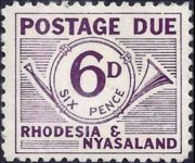 Rhodesia e Nyasaland 1961 - serie Corno di posta: 6 p