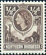 Rhodesia del nord 1953 - serie Regina Elisabetta II: ½ p