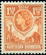 Rhodesia del nord 1953 - serie Regina Elisabetta II: 1½ p