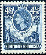Northern Rhodesia 1953 - set Queen Elisabeth II: 4½ p