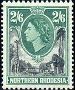 Rhodesia del nord 1953 - serie Regina Elisabetta II: 2'6 sh