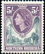 Rhodesia del nord 1953 - serie Regina Elisabetta II: 5 sh