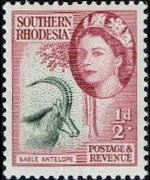 Southern Rhodesia 1953 - set Queen Elisabeth II and local motives: ½ p