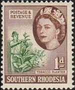 Rhodesia del sud 1953 - serie Regina Elisabetta II e soggetti vari: 1 p