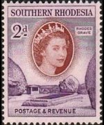 Southern Rhodesia 1953 - set Queen Elisabeth II and local motives: 2 p