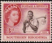 Rhodesia del sud 1953 - serie Regina Elisabetta II e soggetti vari: 3 p