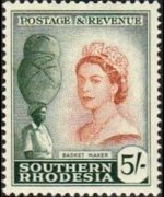 Rhodesia del sud 1953 - serie Regina Elisabetta II e soggetti vari: 5 sh