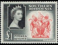 Rhodesia del sud 1953 - serie Regina Elisabetta II e soggetti vari: 1 £