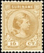 Suriname 1892 - serie Regina Guglielmina: 10 c
